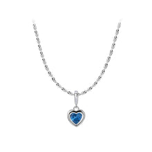 Load image into Gallery viewer, 925 Sterling Silver Fashion Romantic March Birthstone Heart Pendant with Blue cubic Zirconia and Necklace