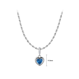 925 Sterling Silver Fashion Romantic March Birthstone Heart Pendant with Blue cubic Zirconia and Necklace