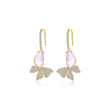 Load image into Gallery viewer, Fashion Elegant Plated Gold Butterfly Earrings with Purple Cubic Zirconia