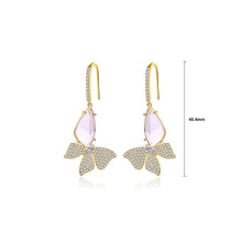 Load image into Gallery viewer, Fashion Elegant Plated Gold Butterfly Earrings with Purple Cubic Zirconia