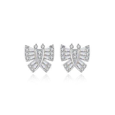 Fashion Bright Butterfly Stud Earrings with cubic Zirconia