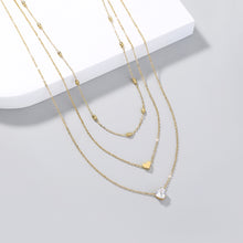 Load image into Gallery viewer, Fashion Simple Plated Gold Heart Pendant with Cubic Zirconia and Layered Necklace