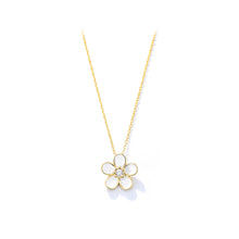 Load image into Gallery viewer, 925 Sterling Silver Plated Gold Fashion Simple Flower Pendant with Cubic Zirconia and Necklace