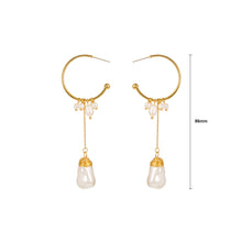 Load image into Gallery viewer, Fashion Temperament Plated Gold C-shaped Tassel Irregular Imitation Pearl Earrings