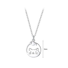 Load image into Gallery viewer, 925 Sterling Silver Simple and Cute Hollow Cat and Fish Geometric Pendant with Necklace