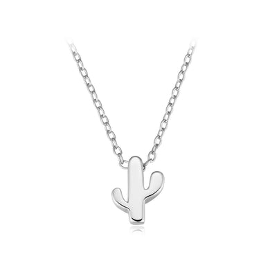 925 Sterling Silver Fashion Simple Cactus Pendant with Necklace