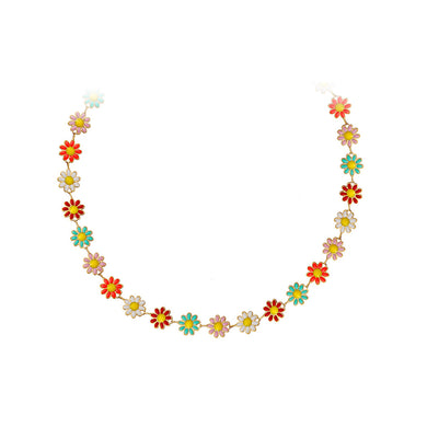Fashion Temperament Plated Gold 316L Stainless Steel Enamel Colorful Flower Necklace