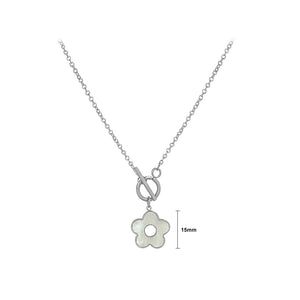 Fashion Simple 316L Stainless Steel Flower White Shell Pendant with Necklace