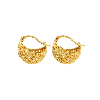 Fashion Personality Plated Gold 316L Stainless Steel Hollow Mesh Dome Geometric Earrings