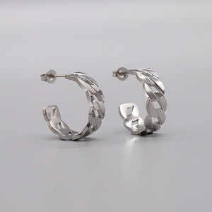 Simple Personality 316L Stainless Steel Braided Geometric Circle Earrings