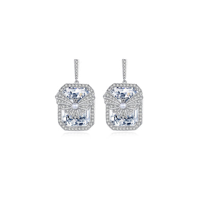 Fashion Temperament Butterfly Geometric Square Earrings with Cubic Zirconia