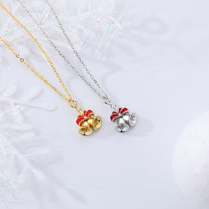 925 Sterling Silver Simple Cute Christmas Bell Pendant with Necklace