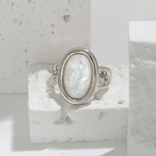 Load image into Gallery viewer, 925 Sterling Silver Fashion Personality Geometric Oval Shell Adjustable Open Ring