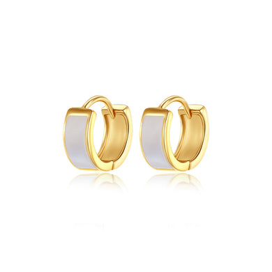 925 Sterling Silver Plated Gold Simple Fashion Geometric Wide Circle Shell Earrings