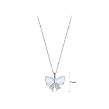 Load image into Gallery viewer, 925 Sterling Silver Lovely Sweet Ribbon Mother-of-pearl Pendant with Cubic Zirconia and Necklace