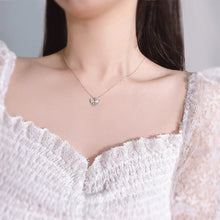 Load image into Gallery viewer, 925 Sterling Silver Lovely Sweet Ribbon Mother-of-pearl Pendant with Cubic Zirconia and Necklace