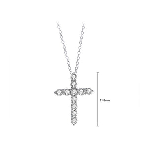 925 Sterling Silver Fashion Brilliant Cross Pendant with Cubic Zirconia and Necklace