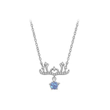 Load image into Gallery viewer, 925 Sterling Silver Fashion Temperament Christmas Elk Pendant with Cubic Zirconia and Necklace
