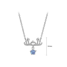 Load image into Gallery viewer, 925 Sterling Silver Fashion Temperament Christmas Elk Pendant with Cubic Zirconia and Necklace