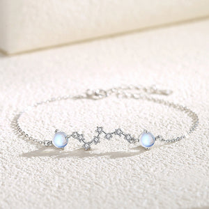 925 Sterling Silver Fashion Temperament Big Dipper Moonstone Bracelet with Cubic Zirconia