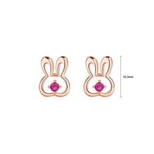 Load image into Gallery viewer, 925 Sterling Silver Plated Rose Gold Lovely Simple Hollow Rabbit Stud Earrings with Cubic Zirconia