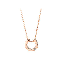 Load image into Gallery viewer, 925 Sterling Silver Plated Rose Gold Simple Romantic Love Geometric Circle Pendant with Cubic Zirconia and Necklace