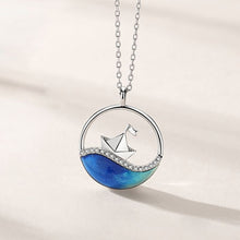 Load image into Gallery viewer, 925 Sterling Silver Fashion Creative Sailing Marine Geometric Pendant with Cubic Zirconia and Necklace