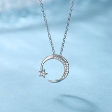 Load image into Gallery viewer, 925 Sterling Silver Fashion Simple Star Moon Pendant with Cubic Zirconia and Necklace