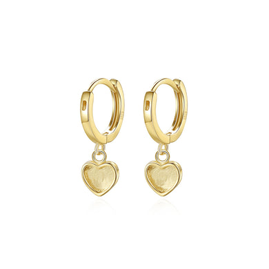 925 Sterling Silver Plated Gold Fashion Simple Heart Earrings