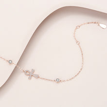 Load image into Gallery viewer, 925 Sterling Silver Plated Rose Gold Fashion Simple Cross Bracelet with Cubic Zirconia