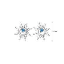 Load image into Gallery viewer, 925 Sterling Silver Fashion Simple Sun Stud Earrings with Blue Cubic Zirconia