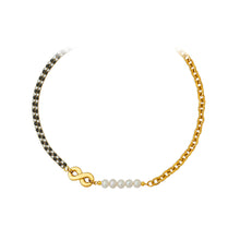 Load image into Gallery viewer, Fashion Personality Plated Gold 316L Stainless Steel Infinity Symbol Imitation Pearl Chain Necklace with Cubic Zirconia