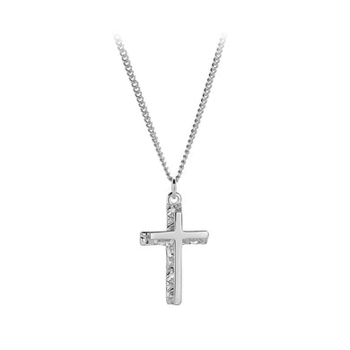925 Sterling Silver Fashion Simple Cross Irregular Pendant with Necklace