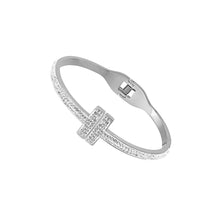 Load image into Gallery viewer, Fashion Brilliant 316L Stainless Steel T Shape Geometric Bangle with Cubic Zirconia