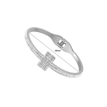 Load image into Gallery viewer, Fashion Brilliant 316L Stainless Steel T Shape Geometric Bangle with Cubic Zirconia