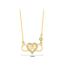 Load image into Gallery viewer, 925 Sterling Silver Plated Gold Simple Romantic Heart Infinity Symbol Pendant with Cubic Zirconia and Necklace