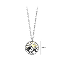 Load image into Gallery viewer, 925 Sterling Silver Plated Gold Fashion Creative Mountain Sun Geometric Pendant with Necklace