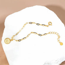 Load image into Gallery viewer, 925 Sterling Silver Plated Gold Simple Fashion Love Geometric Round Chain Bracelet