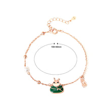 Load image into Gallery viewer, 925 Sterling Silver Plated Rose Gold Simple Cute Rabbit Dumpling Bracelet with Imitation Pearl
