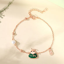 Load image into Gallery viewer, 925 Sterling Silver Plated Rose Gold Simple Cute Rabbit Dumpling Bracelet with Imitation Pearl