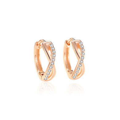 925 Sterling Silver Plated Rose Gold Simple Personality Cross X-Shape Geometric Earrings with Cubic Zirconia