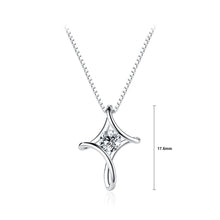 Load image into Gallery viewer, 925 Sterling Silver Fashion Simple Cross Pendant with Cubic Zirconia and Necklace