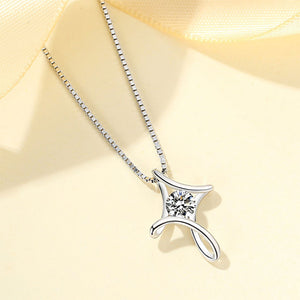 925 Sterling Silver Fashion Simple Cross Pendant with Cubic Zirconia and Necklace
