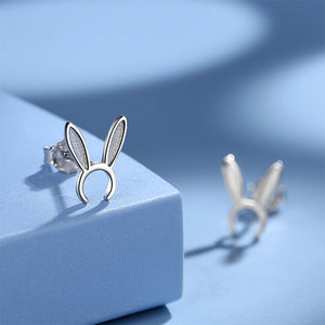 925 Sterling Silver Simple Cute Rabbit Stud Earrings