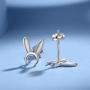 925 Sterling Silver Simple Cute Rabbit Stud Earrings
