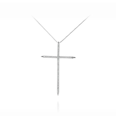 Simple Fashion Cross Pendant with Cubic Zirconia and Necklace