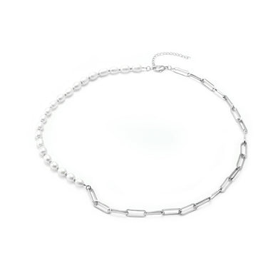 Fashion Elegant Geometric Chain Stitching Imitation Pearl Necklace