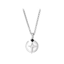 Load image into Gallery viewer, 925 Sterling Silver Fashion Simple Cross Geometric Pendant with Black Cubic Zirconia and Necklace