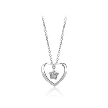 Load image into Gallery viewer, 925 Sterling Silver Fashion and Romantic Rose Heart-shaped Pendant with Cubic Zirconia and Necklace