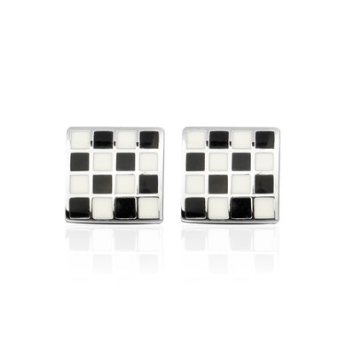 Simple and Fashion Checkerboard Pattern Geometric Square Cufflinks